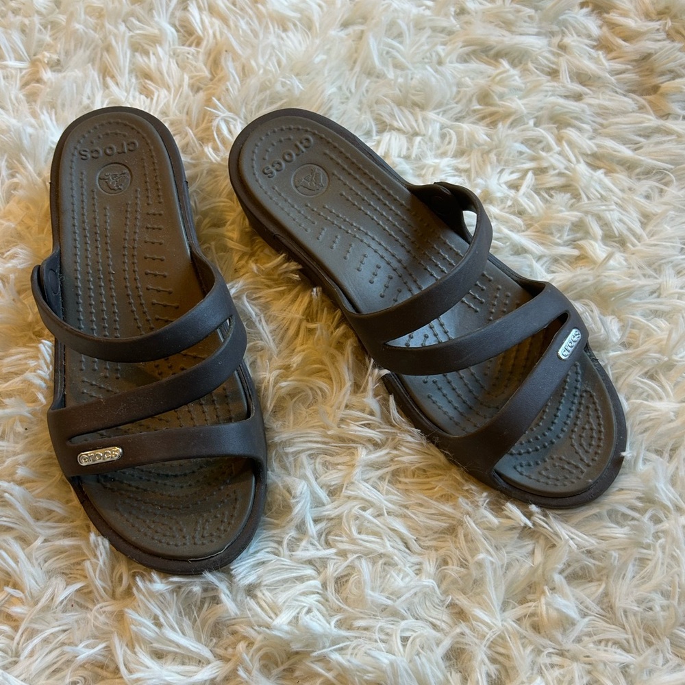 CROCS Women's Black Triple-Strap Sandals
